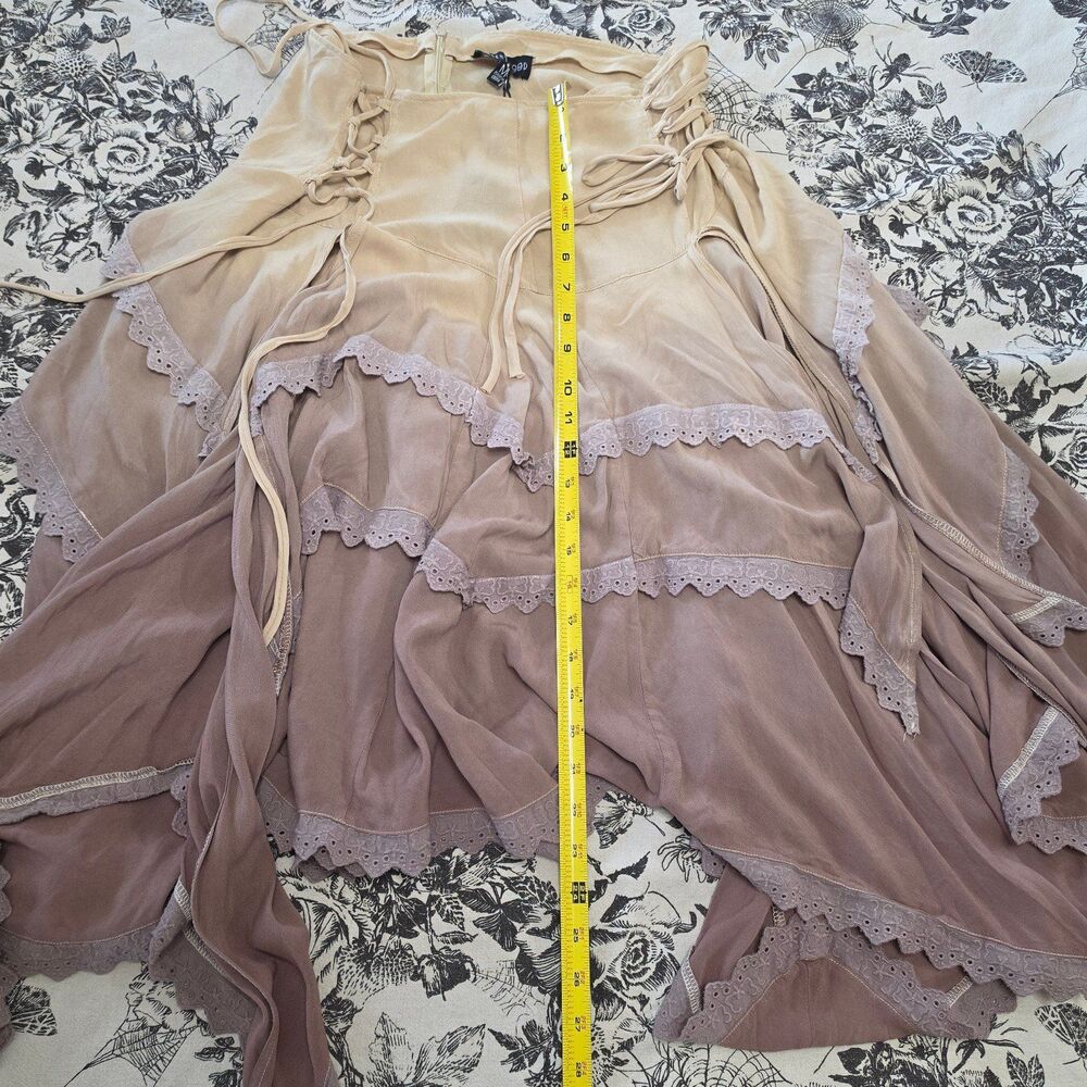 Dolls Kill Current Mood Dip Dye Asymmetrical Hem Skirt - Picture 5 of 10